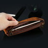 Image of Retro Genuine Leather Dual Zipper Pocket Phone Wallet Clutch Bag Handbag