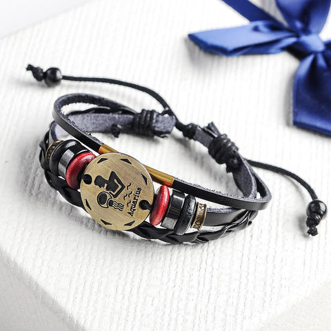 Leather Zodiac Bracelet