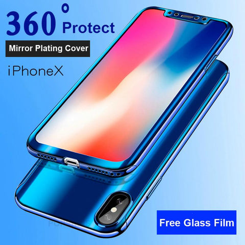 360 Plating Mirror Case For iPhone X 8 7 & Samsung Galaxy S Series