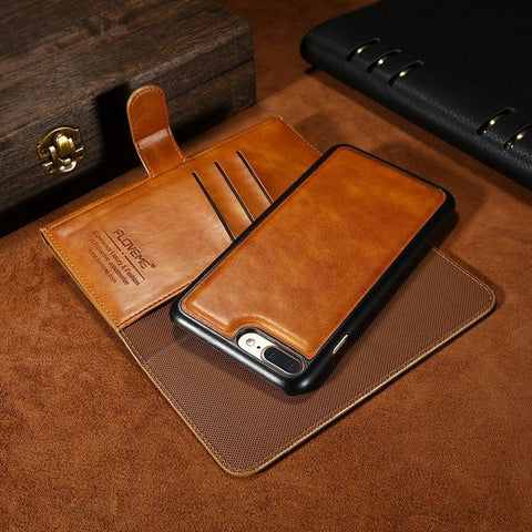 Vintage Leather Three Fold Flip Wallet Case For iPhone 7 Plus