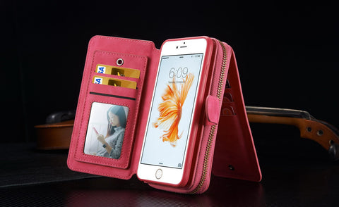 Zipper Wallet Case Handbag For iPhone 6 Plus 6S Plus