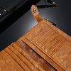 Image of Retro Genuine Leather Dual Zipper Pocket Phone Wallet Clutch Bag Handbag