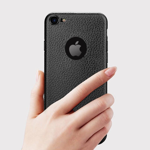 Leather Pattern TPU Back Shockproof Anti-sweat Case for iPhone