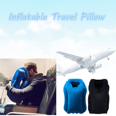 Inflatable Travel Head Neck Back Lumbar Support Pillow Fatigue Relief Air Filled Airplane Cushion