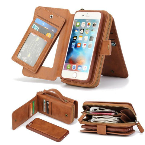 Zipper Wallet Case Handbag For iPhone 6 Plus 6S Plus