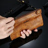 Image of Retro Genuine Leather Dual Zipper Pocket Phone Wallet Clutch Bag Handbag