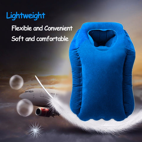 Inflatable Travel Head Neck Back Lumbar Support Pillow Fatigue Relief Air Filled Airplane Cushion