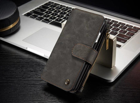 Genuine Zipper Wallet Leather Case For Iphone