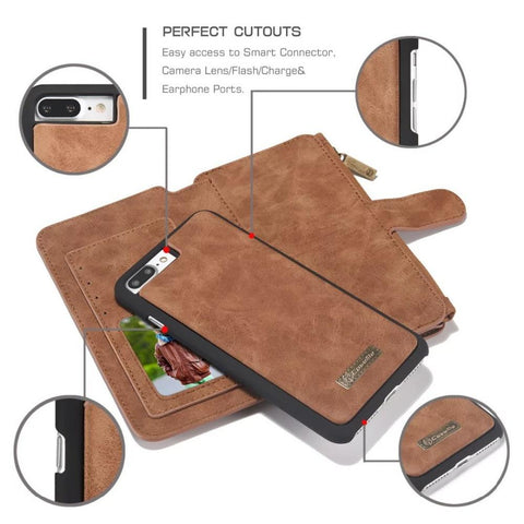 Genuine Zipper Wallet Leather Case For Iphone