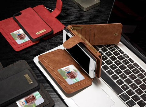 Genuine Zipper Wallet Leather Case For Iphone