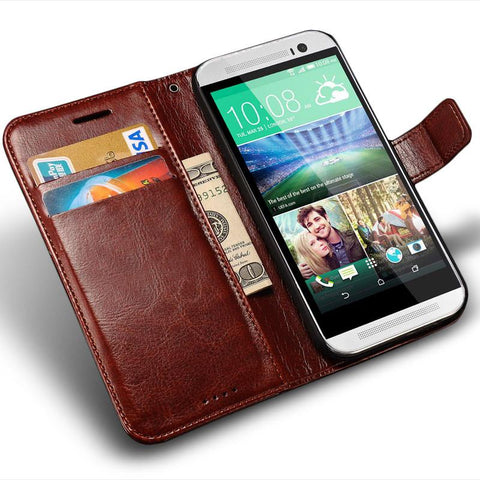 Luxury  Leather Wallet Case For HTC One M8