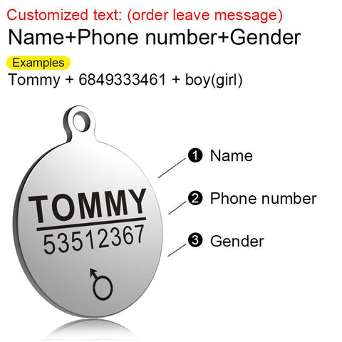 FLOWGOGO Anti-lost Stainless Steel Dog ID Tag Engraved Pet Cat Puppy Dog Collar Accessories Telephone Name Tags Pet ID Tags