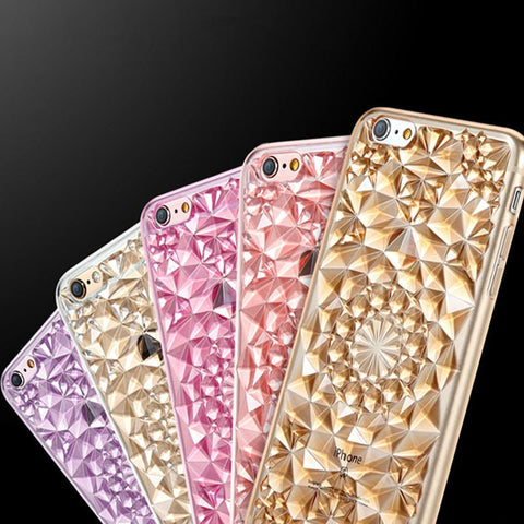 Luxury 3D Diamond Texture Soft TPU Clear For iPhone