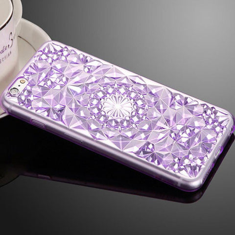 Luxury 3D Diamond Texture Soft TPU Clear For iPhone