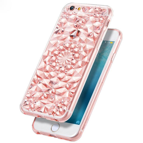 Luxury 3D Diamond Texture Soft TPU Clear For iPhone