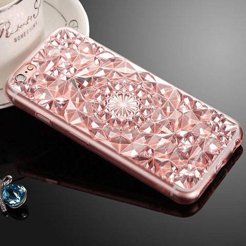 Luxury 3D Diamond Texture Soft TPU Clear For iPhone