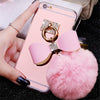 Image of Handmade Luxury Rhinestone Bowknot Fur Ball Mirror