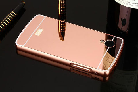 Luxury Golden Metal Frame & Mirror Acrylic Cases for Google Nexus 5