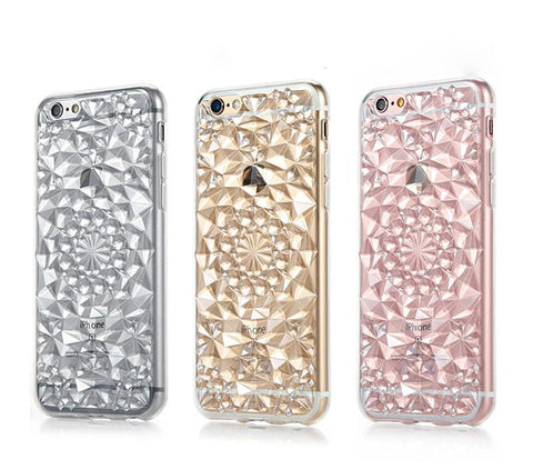 Luxury 3D Diamond Texture Soft TPU Clear For iPhone