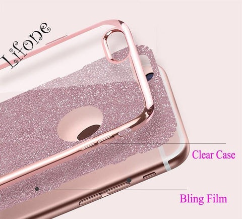 Luxury Clear TPU Phone Case Plating Back Cover With Bling Card