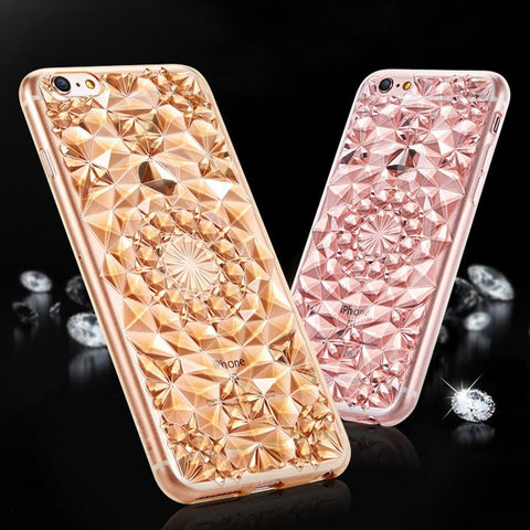 Luxury 3D Diamond Texture Soft TPU Clear For iPhone