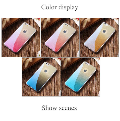 Glitter Gradient Slim TPU Cover Bling Sequin For iPhone