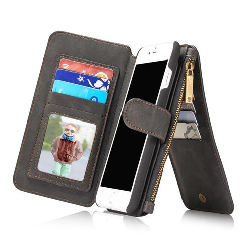 Genuine Zipper Wallet Leather Case For Iphone