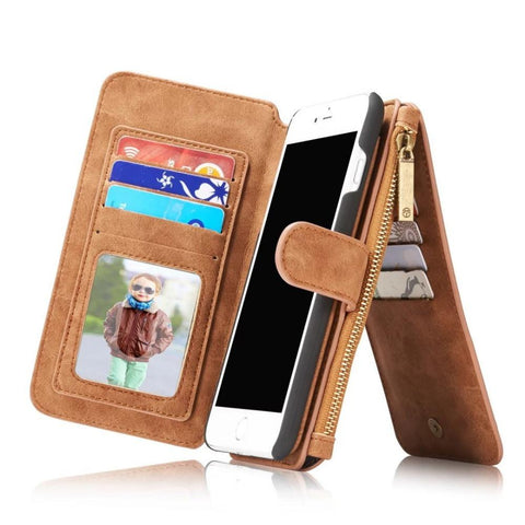 Genuine Zipper Wallet Leather Case For Iphone