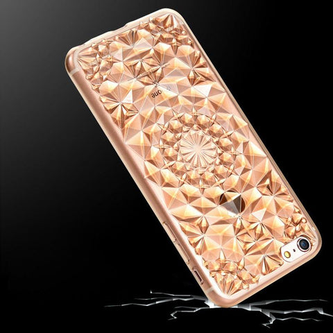 Luxury 3D Diamond Texture Soft TPU Clear For iPhone