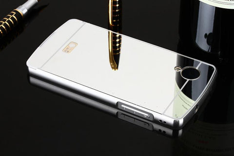 Luxury Golden Metal Frame & Mirror Acrylic Cases for Google Nexus 5