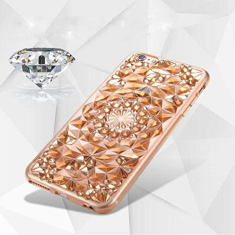 Luxury 3D Diamond Texture Soft TPU Clear For iPhone