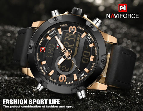 Analog Digital Leather Sports Watches