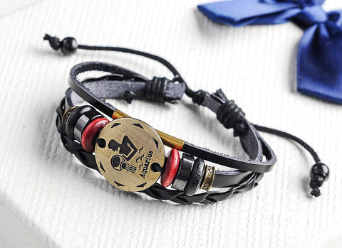 Leather Zodiac Bracelet