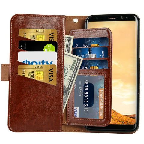 Leather Multi-function Wallet Magnet Cover for S8 S8 +