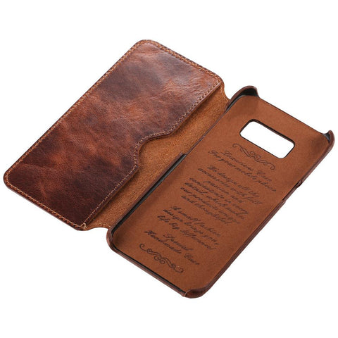 Genuine Real Leather Wallet Full-Body Protective For Samsung Galaxy S8 S8 Plus