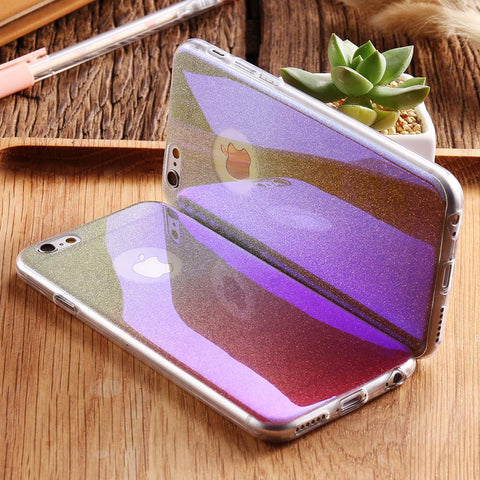 Glitter Gradient Slim TPU Cover Bling Sequin For iPhone