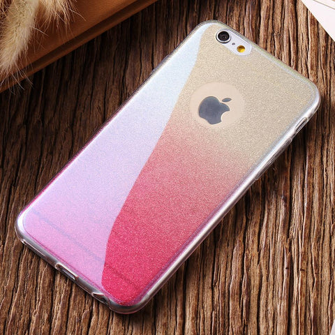 Glitter Gradient Slim TPU Cover Bling Sequin For iPhone