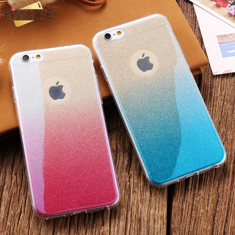 Glitter Gradient Slim TPU Cover Bling Sequin For iPhone