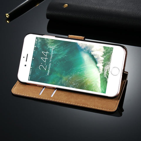 Genuine Leather Wallet Flip Case for iPhone