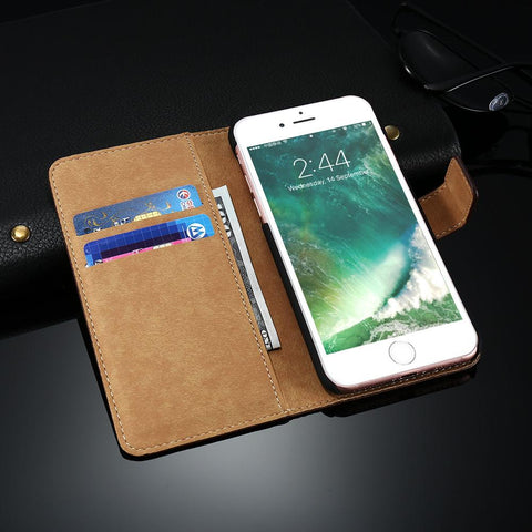 Genuine Leather Wallet Flip Case for iPhone