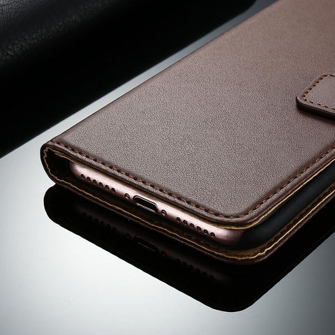 Genuine Leather Wallet Flip Case for iPhone