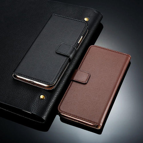 Genuine Leather Wallet Flip Case for iPhone