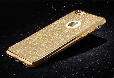 Luxury Clear TPU Phone Case Plating Back Cover With Bling Card