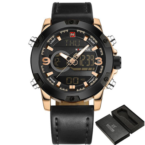 Analog Digital Leather Sports Watches