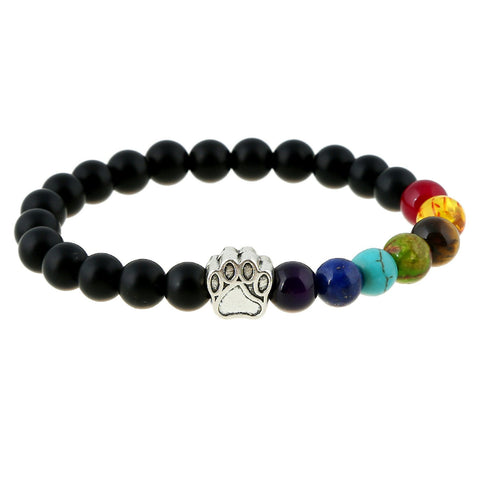 Dog Paw Lava Bead Rainbow Bridge Bracelet