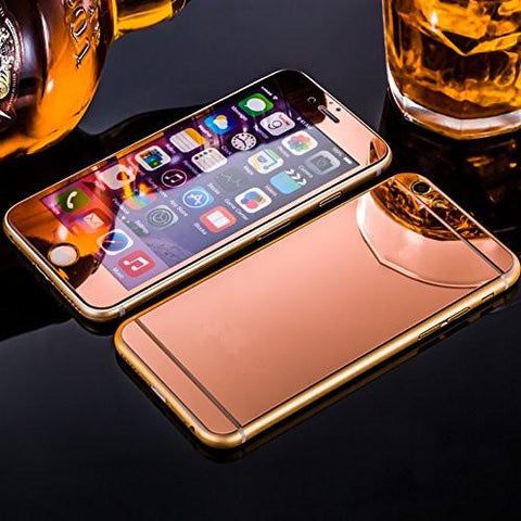 Rose Gold Front + Back Mirror Premium 9H Tempered Glass For iPhone