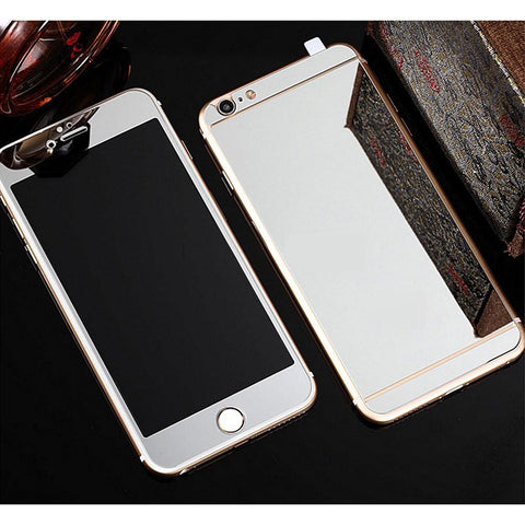 Rose Gold Front + Back Mirror Premium 9H Tempered Glass For iPhone