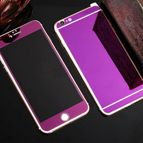 Rose Gold Front + Back Mirror Premium 9H Tempered Glass For iPhone