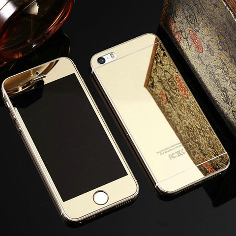 Rose Gold Front + Back Mirror Premium 9H Tempered Glass For iPhone