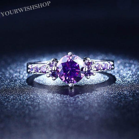 White Gold Color Purple Ring